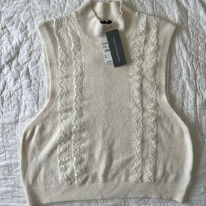 Women's Cream Mock Neck Sweater Vest